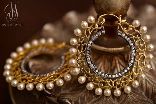 Latest Chandbali earrings designs, Ethnic jewellery, Round earrings, Heavy Earrings, jhumke, Punjabi Earrings, Indian Jewelry, bridal earrings , chandbali with pearl